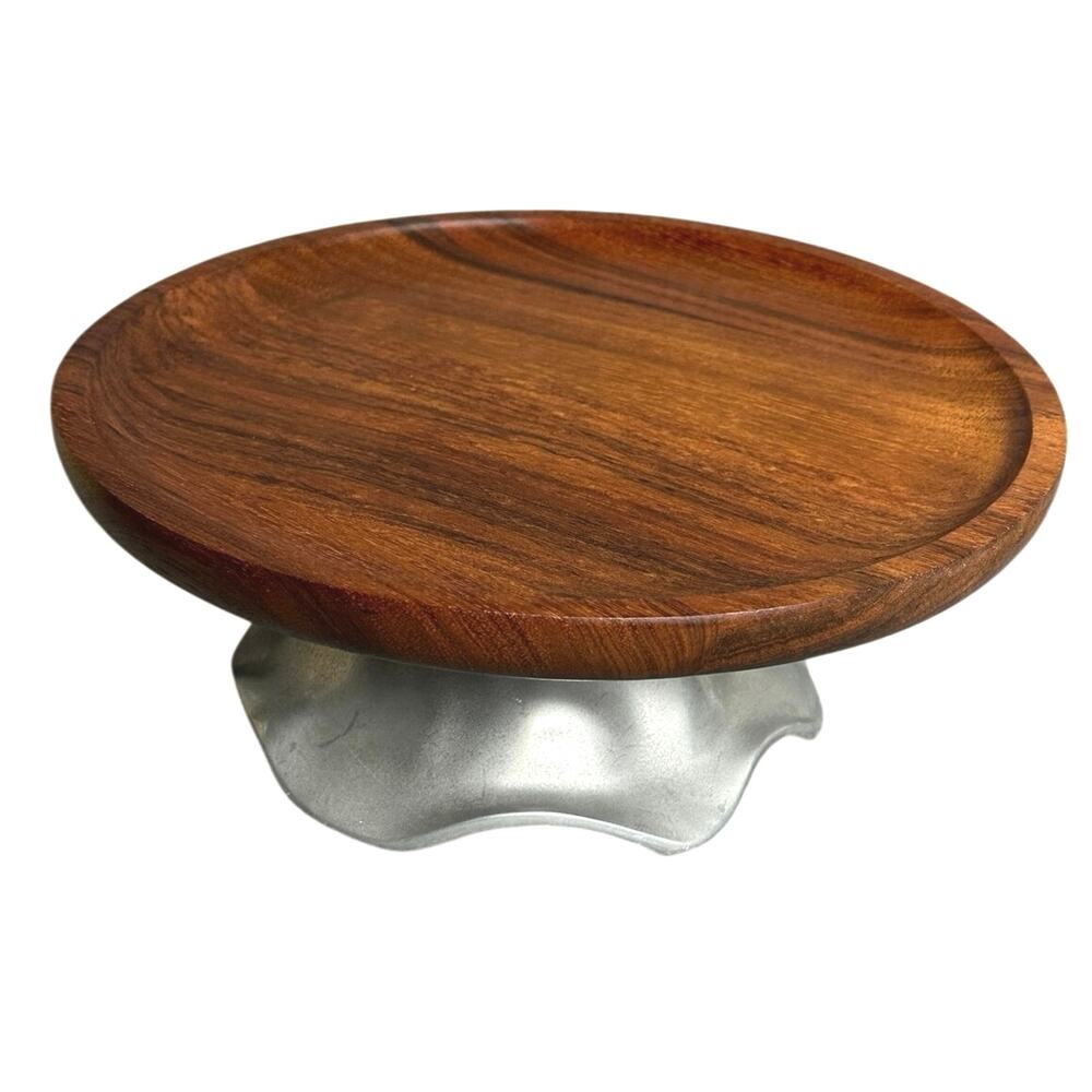 Beatriz Ball rustic wood pedestal tray metal base cake stand sculptural chunky